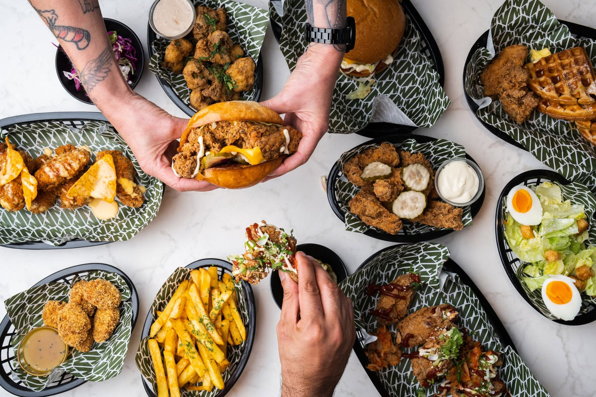 Brewd Hawt Chicken Co full menu spread