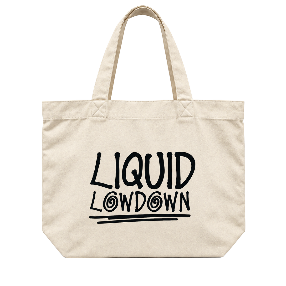 Liquid Lowdown cream AS Colour Shoulder Tote 1002 back with Liquid Lowdown wordmark.