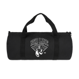 Black gym bag by Red Line Combat Academy with sturdy handles and zippered compartments, designed for workout and gym essentials.