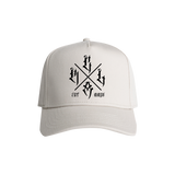 Red Line Combat Academy Bone Snapback Hat with black logo, featuring a structured front and adjustable strap.