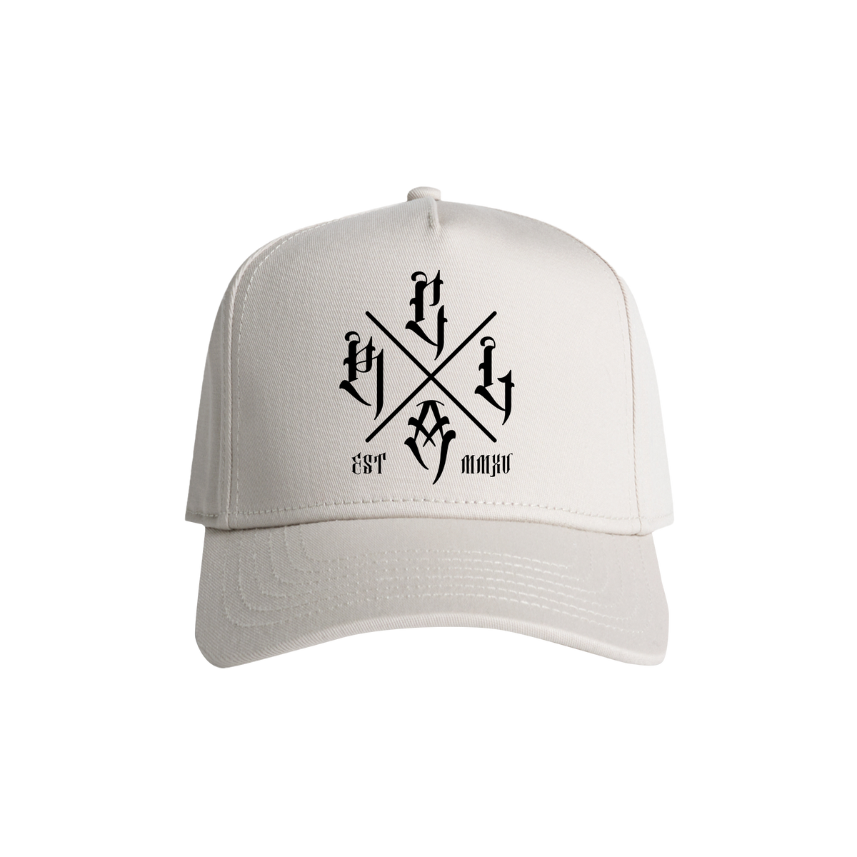 Red Line Combat Academy Bone Snapback Hat with black logo, featuring a structured front and adjustable strap.