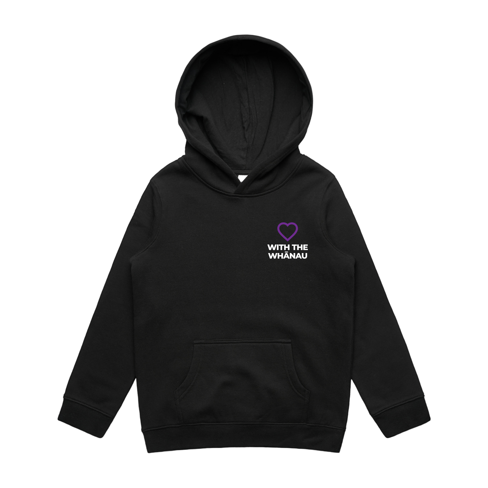WITH YOU KIDS BLACK HOODIE - WITH WHĀNAU