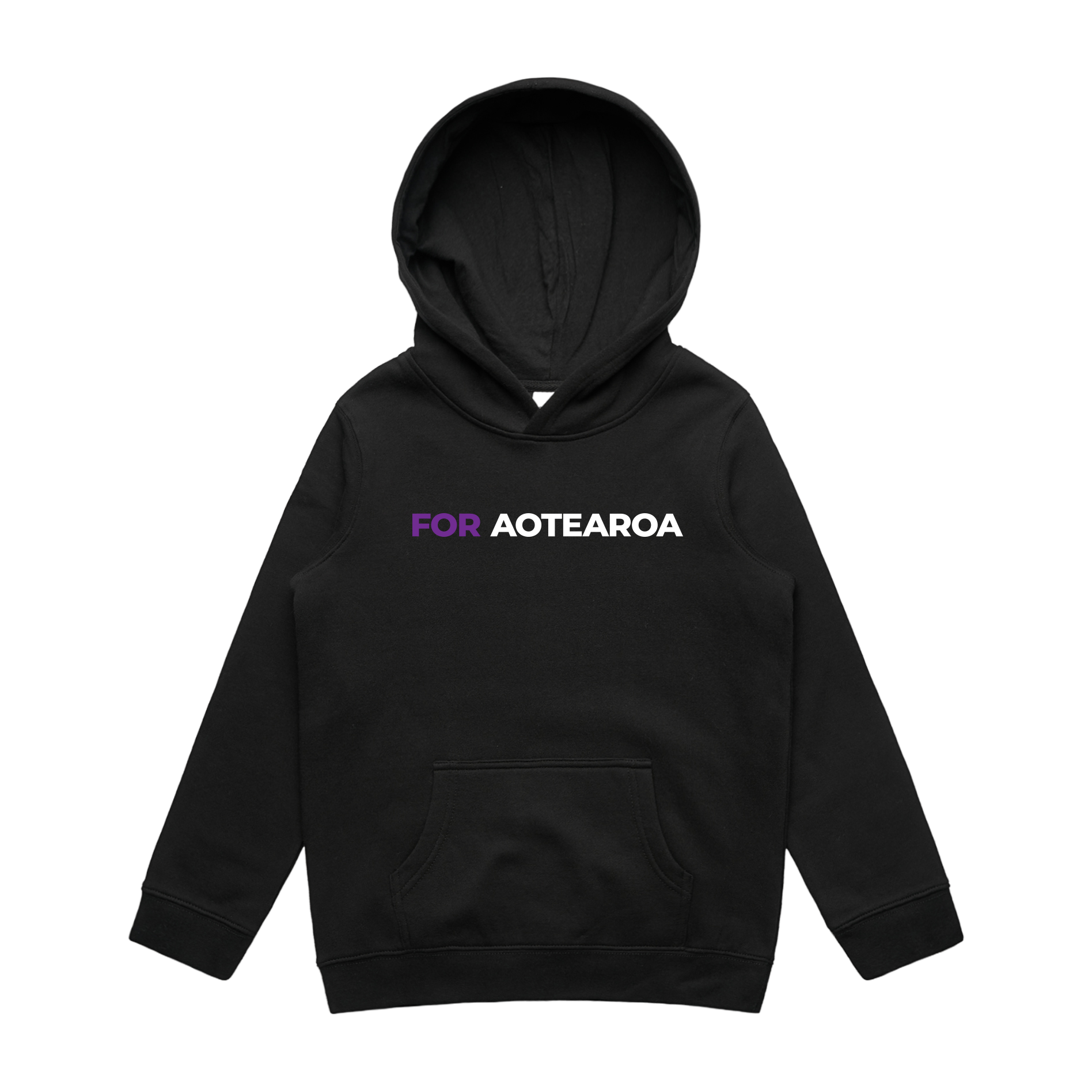 WITH YOU KIDS BLACK HOODIE - FOR AOTEAROA