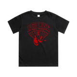 Kids black T-shirt by Red Line Combat Academy with a classic fit, front view showing the simple design and logo.