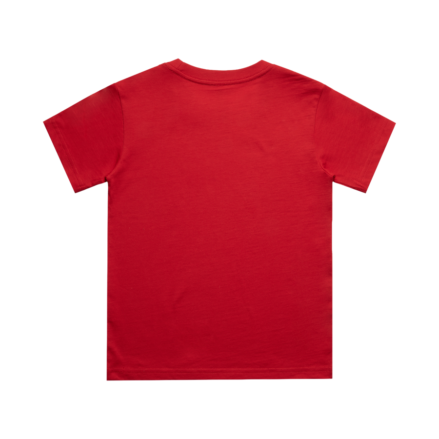 Kids Red Line Combat Academy T-shirt in black, featuring a classic design, shown from the back.