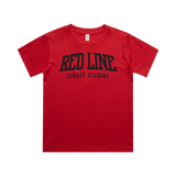 Kids Red Tee by Red Line Combat Academy featuring a classic black T-shirt with the RLCA logo on the front.