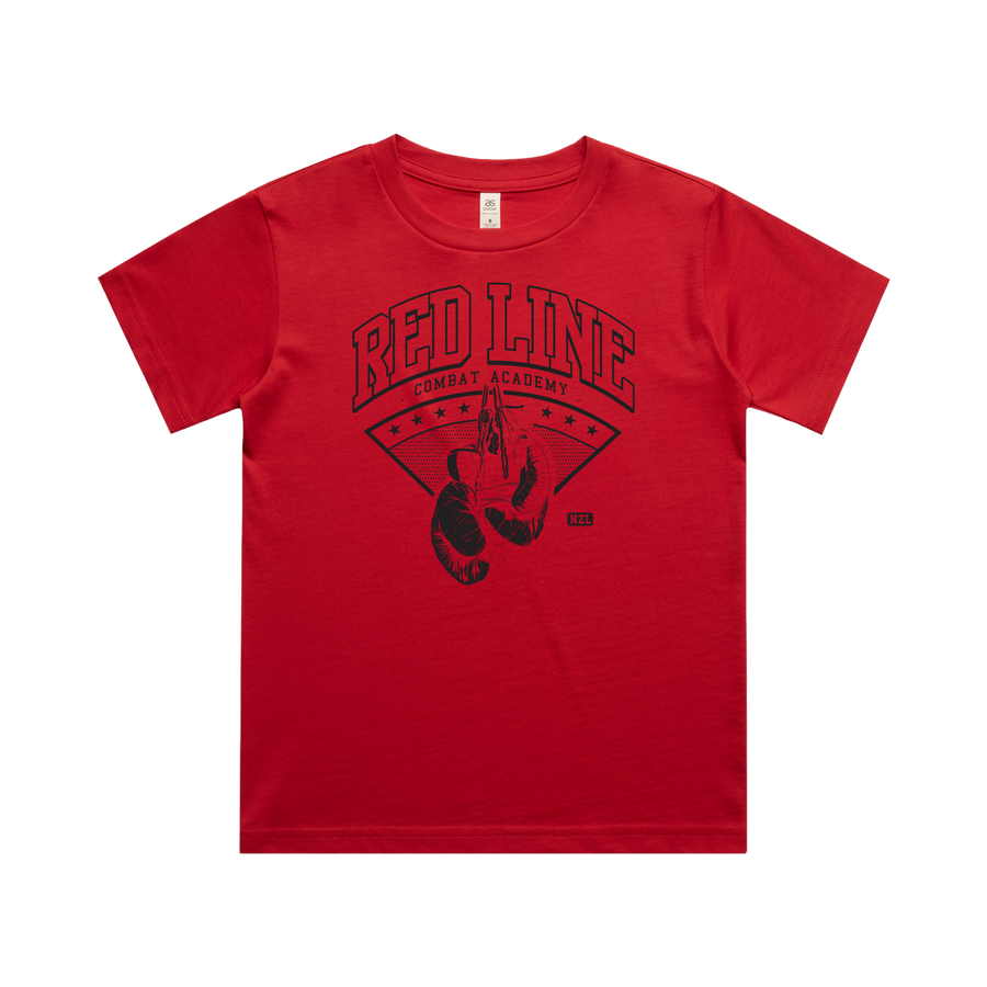 Kids Red Line Combat Academy T-shirt in black, featuring a classic design and front graphic, suitable for kids' casual wear.