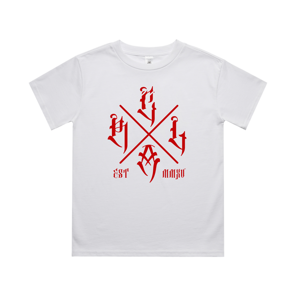 RLCA - Kids White Tee - The Cross (Red)