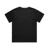 Women's black T-shirt by Red Line Combat Academy featuring a red cross graphic on the back.