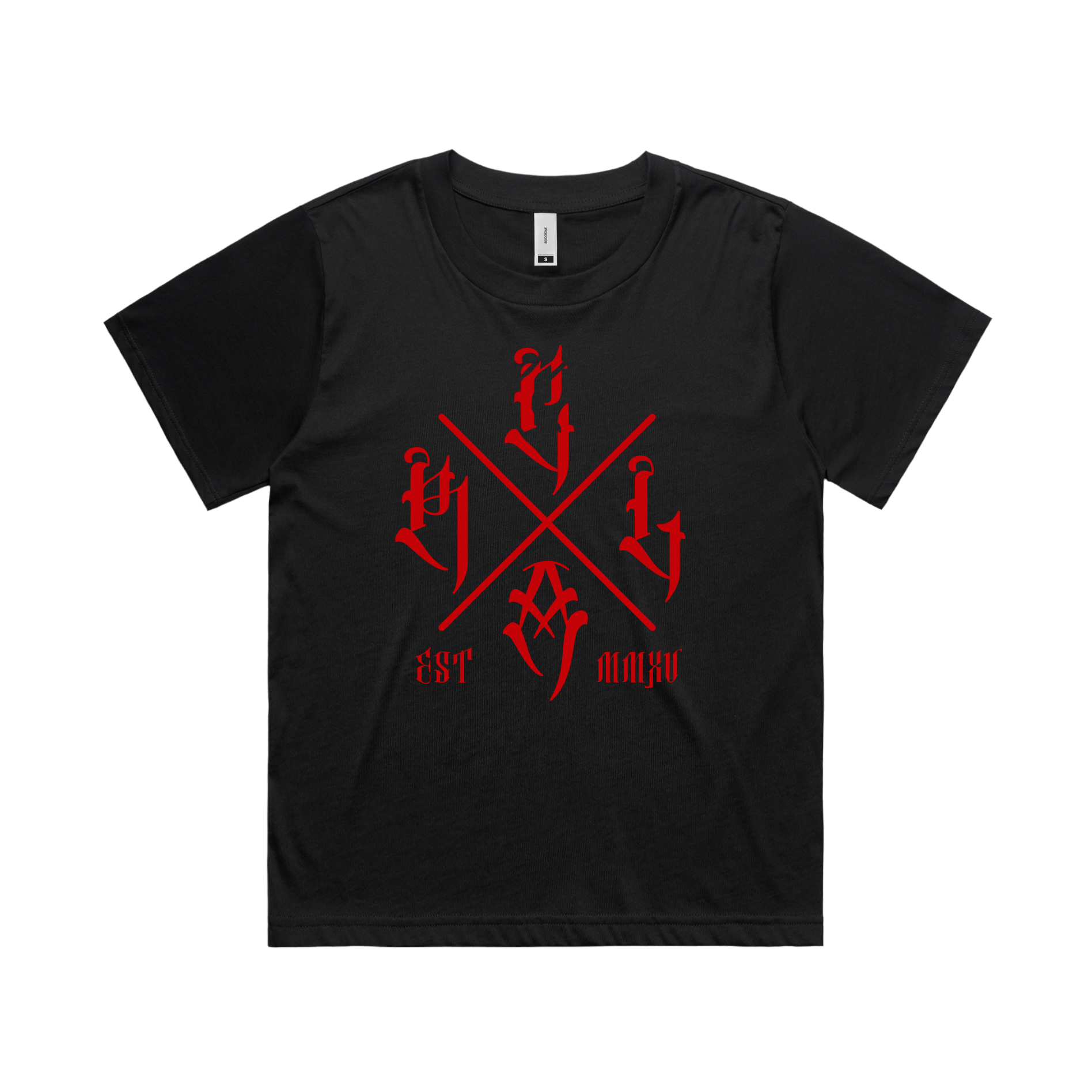 RLCA - Women's Black Tee - The Cross (Red)