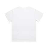 Women's white T-shirt with red accents from Red Line Combat Academy, shown from the back view.