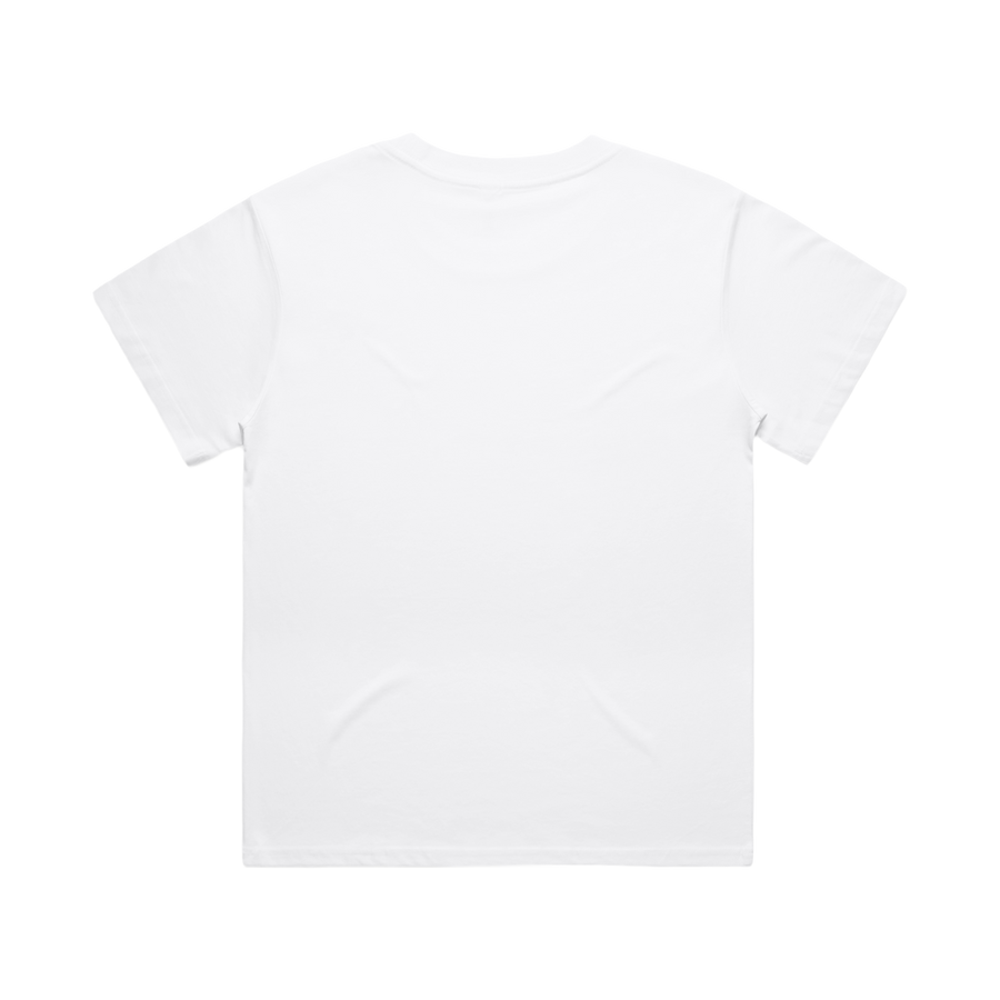 Women's white T-shirt with red accents from Red Line Combat Academy, shown from the back view.