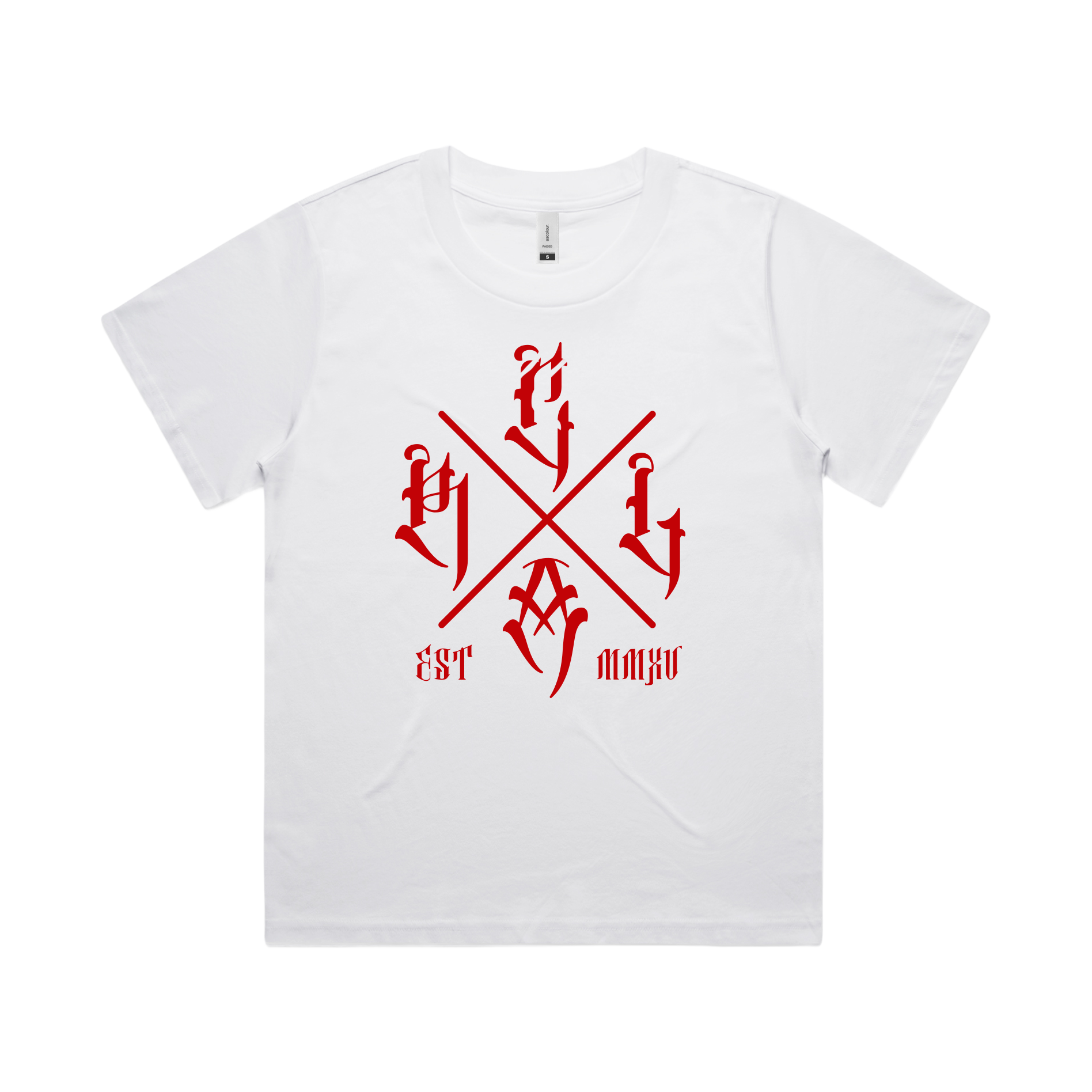 RLCA - Women's White Tee - The Cross (Red)