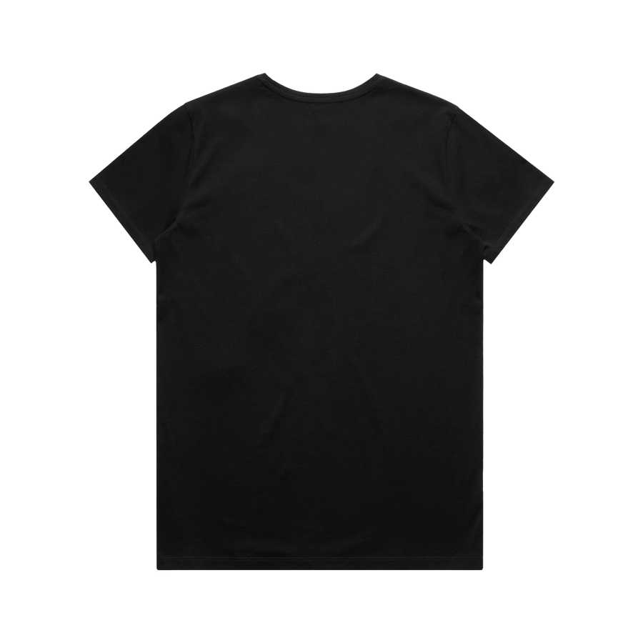 Maloney's Barber - Otis Frizzell - Women's Black Tee - Red Logo