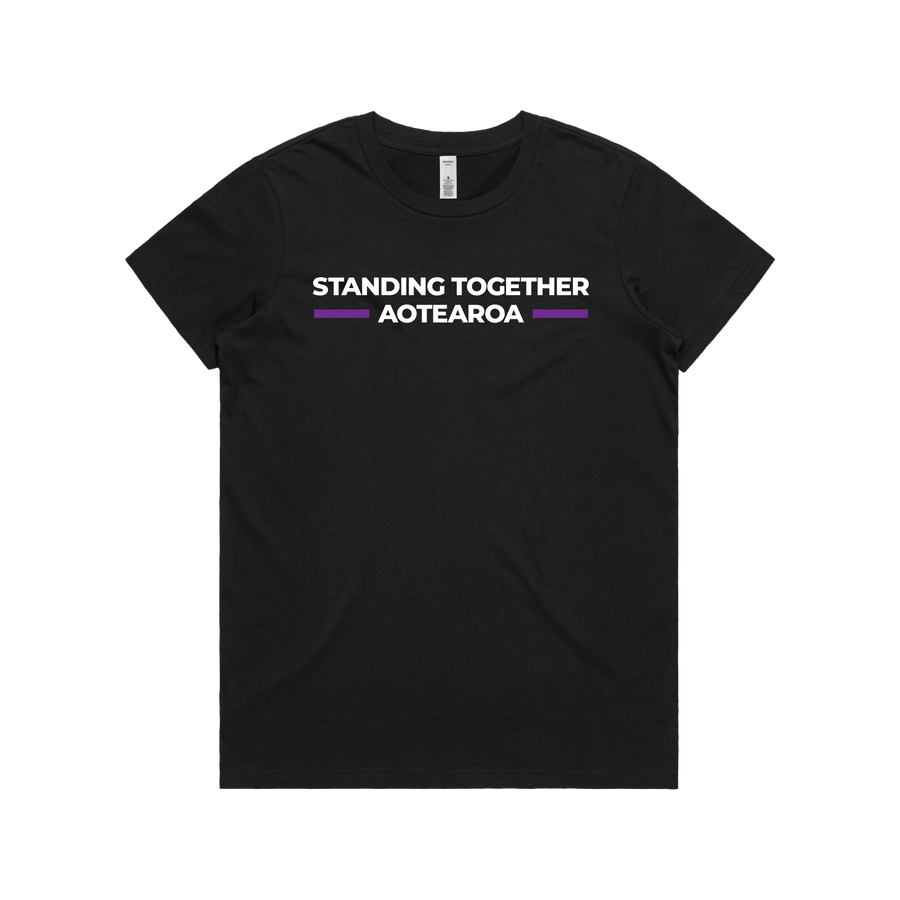WITH YOU WOMEN’S BLACK TEE - STAND AOTEAROA