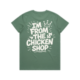 Brewd Hawt Chicken Co IFTCS Women's Green Tee back