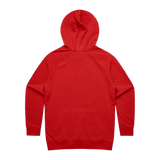 Red Line Combat Academy women's red hoodie with white logo on the back, casual fit, comfortable sweatshirt for everyday wear.