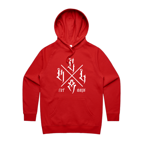 RLCA - Women's Red Hoodie - White Logo 3