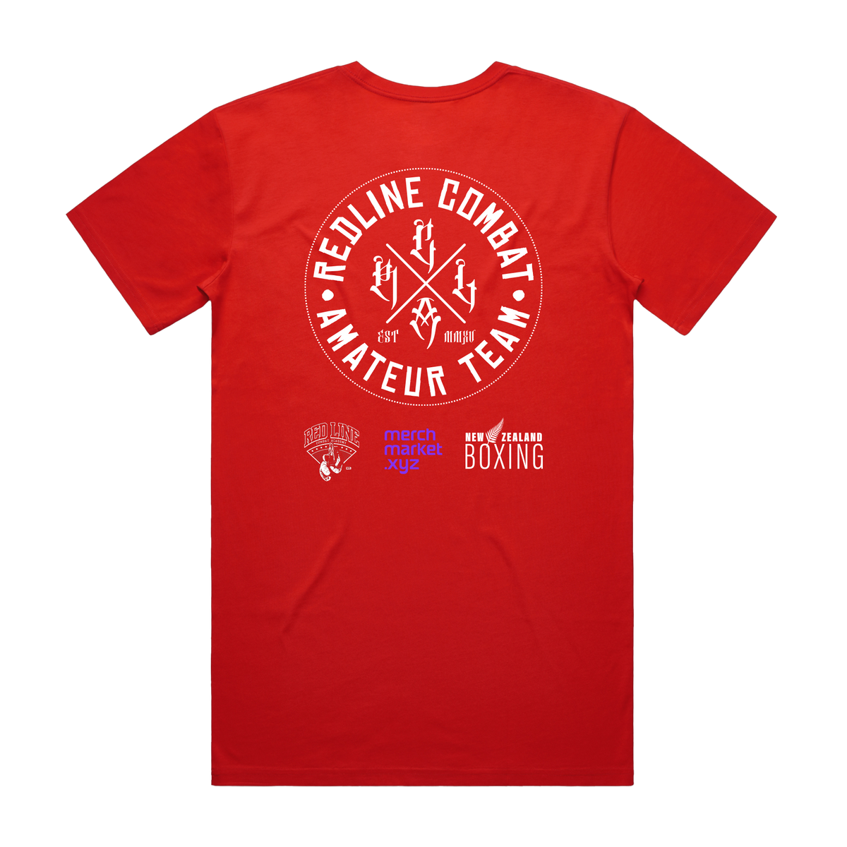 Amateur Team red supporters tee, back view