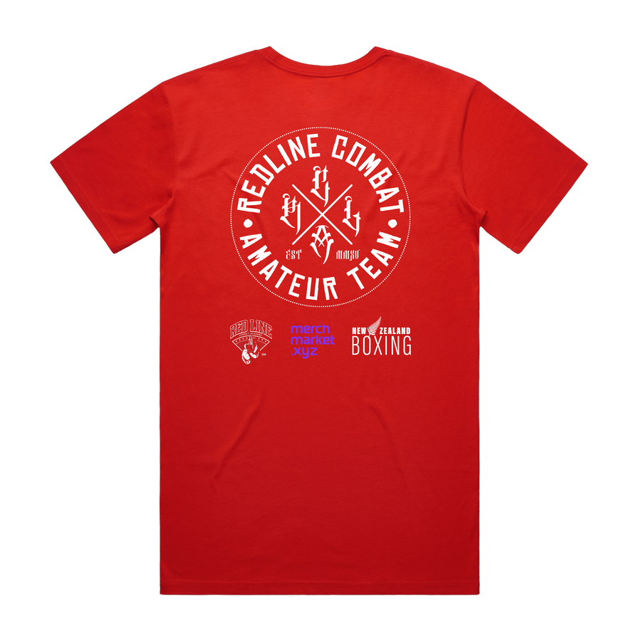Amateur Team red supporters tee, back view