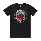 Black unisex T-shirt by Bream Bay Boxing with Bream logo on front, casual crew neck design, shown on a plain background.