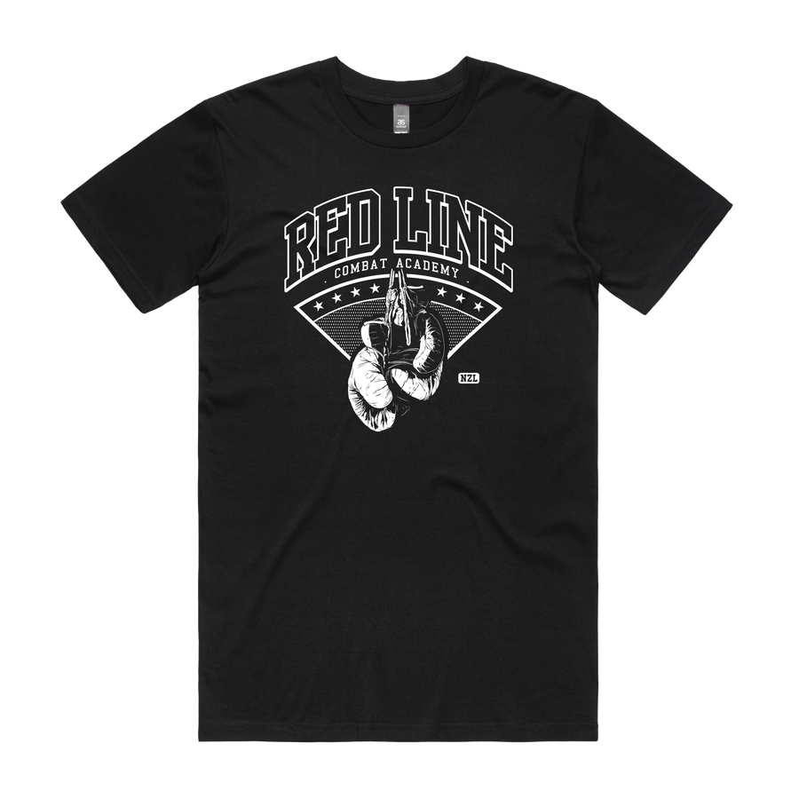 Men's black T-shirt from Red Line Combat Academy with a classic fit and logo design on the front.