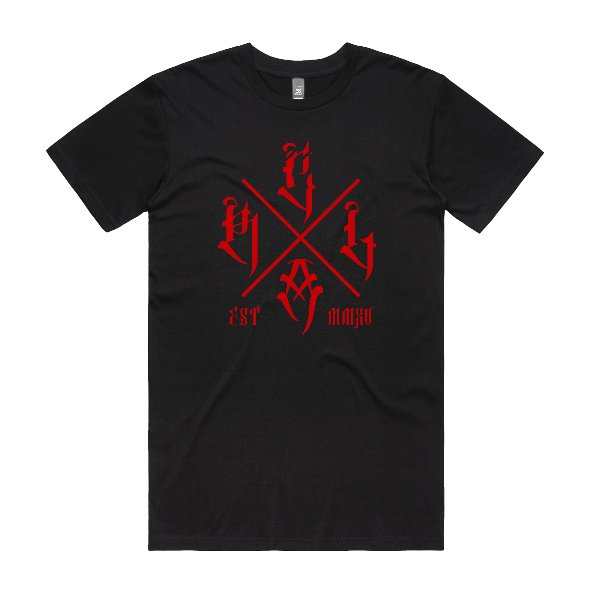 RLCA - Men's Black Tee - The Cross (Red)
