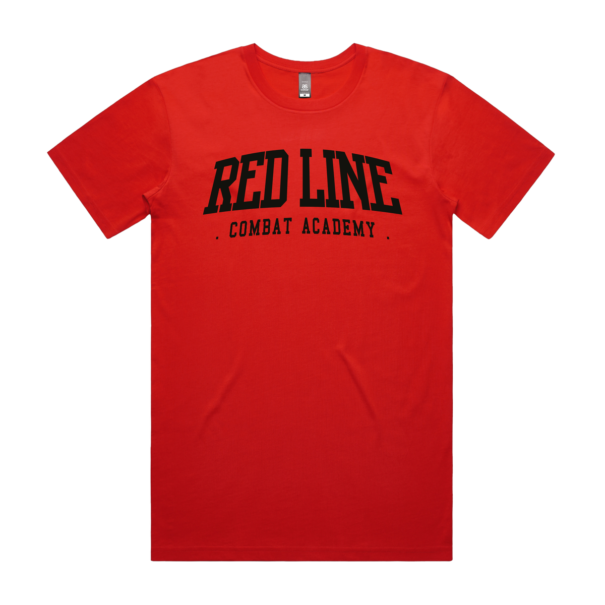 Red Line Combat Academy men's black fire-themed T-shirt with front graphic design, casual fit, and bold style.