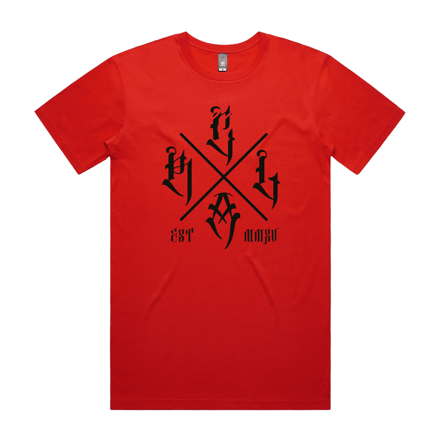 Men's black Fire Tee T-shirt by Red Line Combat Academy featuring the Cross design on the front.