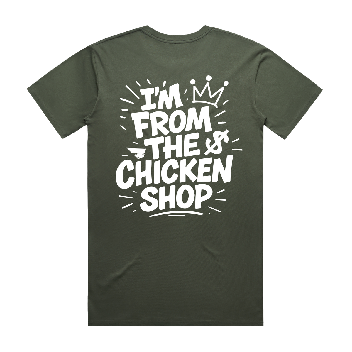 Brewd Hawt Chicken Co IFTCS Men's Green Tee back