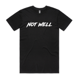 Men's black CODEWELL T-shirt with double print design, front view showing the graphic details on the black fabric.