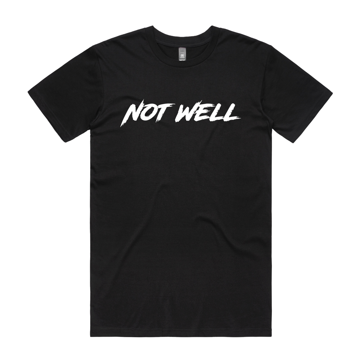 Men's black CODEWELL T-shirt with double print design, front view showing the graphic details on the black fabric.