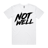 Men's white stacked logo T-shirt by CODEWELL, featuring a simple front design and short sleeves.