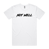 Men's white double print T-shirt by CODEWELL featuring a front and side view design on a casual men's T-shirt.