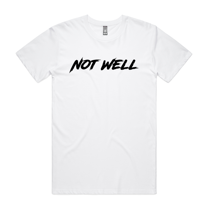 Men's white double print T-shirt by CODEWELL featuring a front and side view design on a casual men's T-shirt.