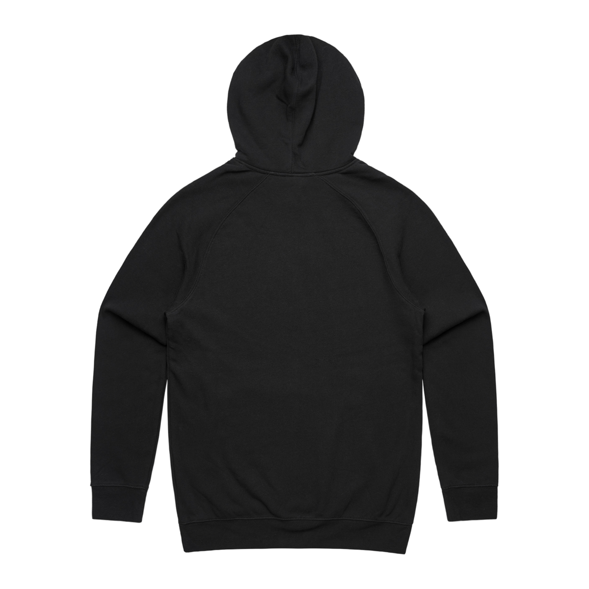 Men's black hoodie by Maloney’s Barber Shop featuring Otis Frizzell artwork and a blue logo on the back.