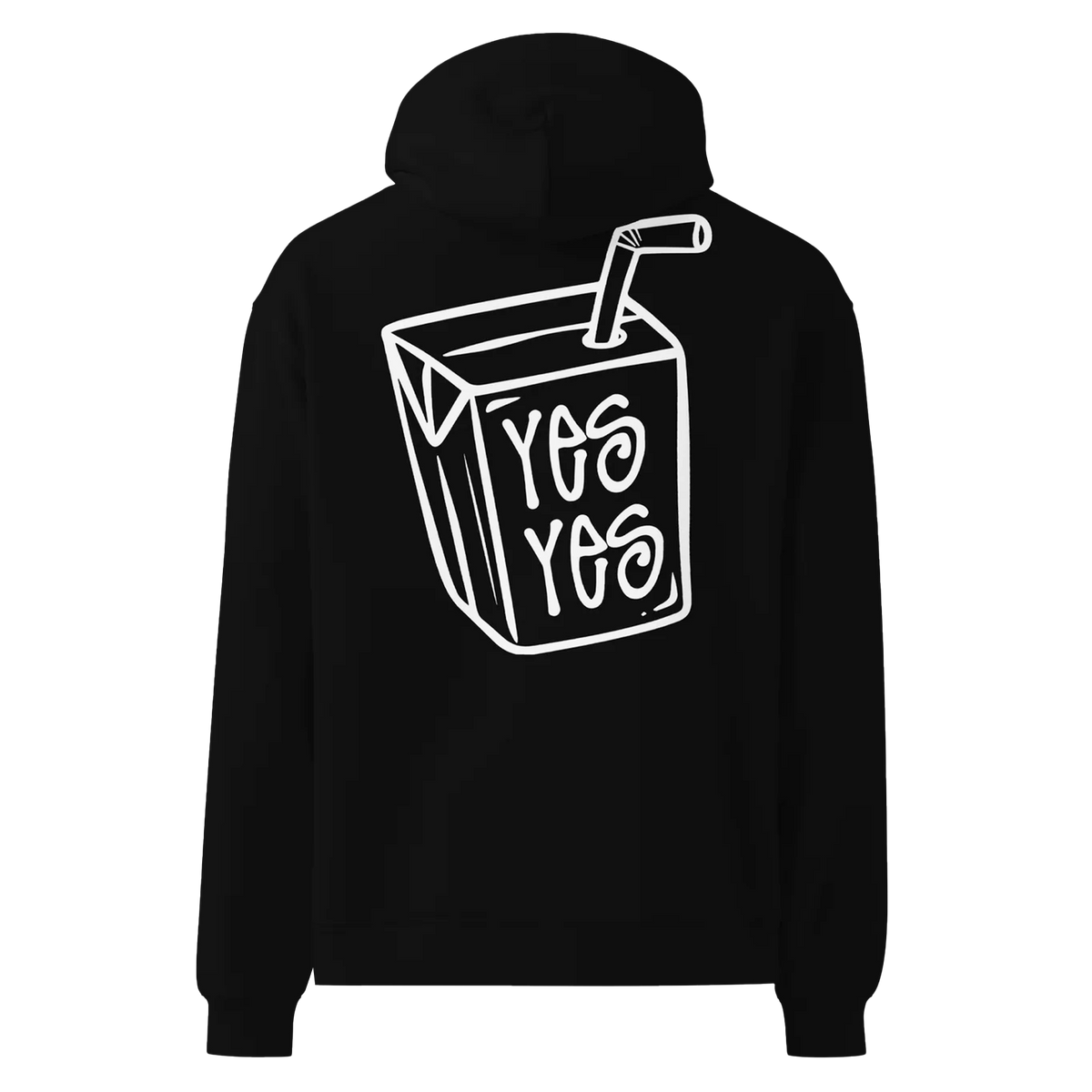 Men's black hoodie by Liquid Lowdown, showing the back view with a sleek design and comfortable fit.