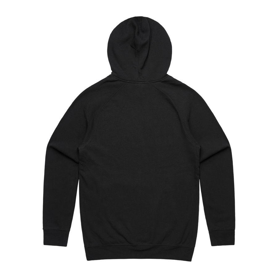 Men's black hoodie from Red Line Combat Academy with a red logo on the back, casual fit and comfortable fabric.