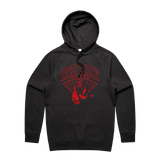 Black men's hoodie by Red Line Combat Academy with a red logo on the front, casual athletic style.