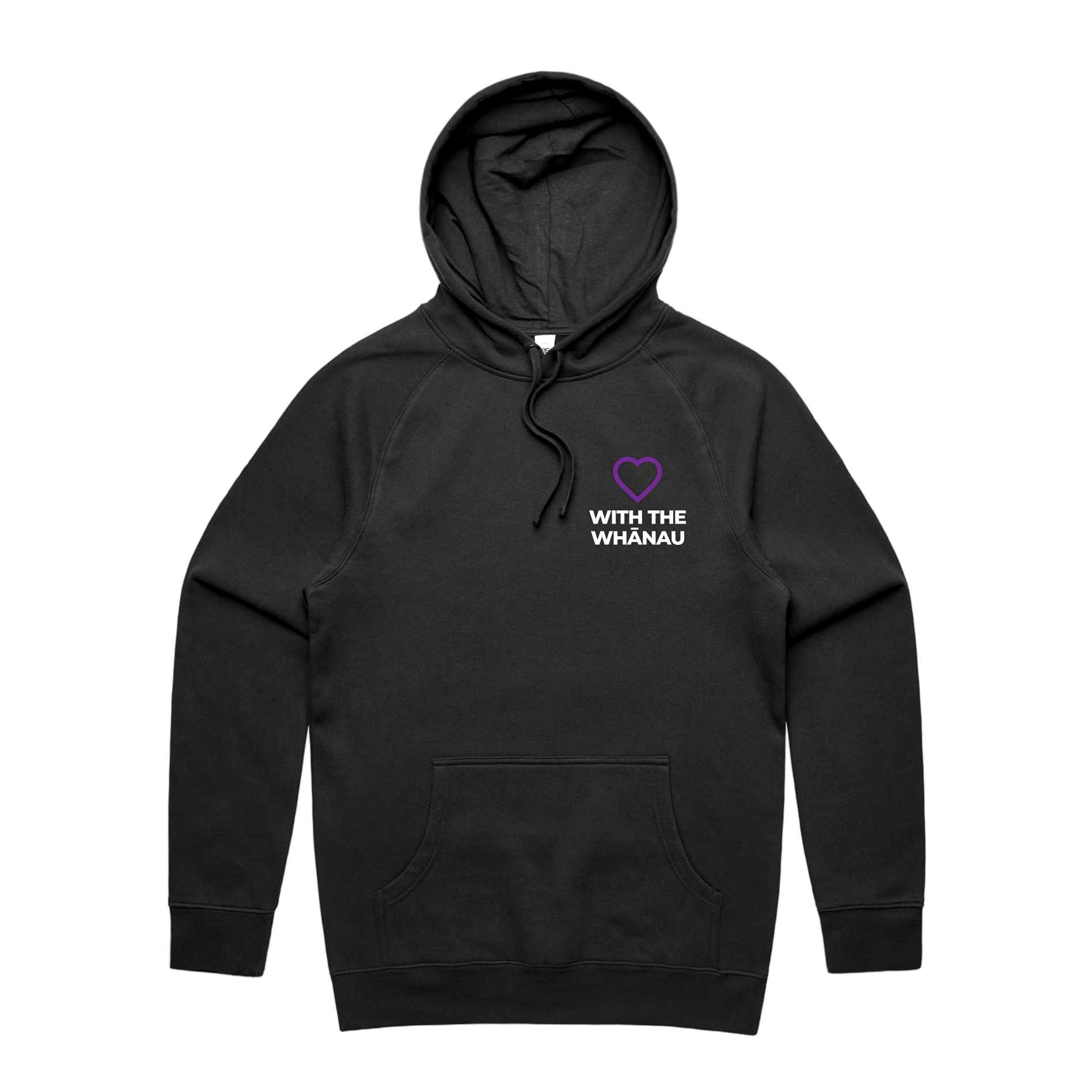 WITH YOU MEN’S BLACK HOODIE - WITH WHĀNAU