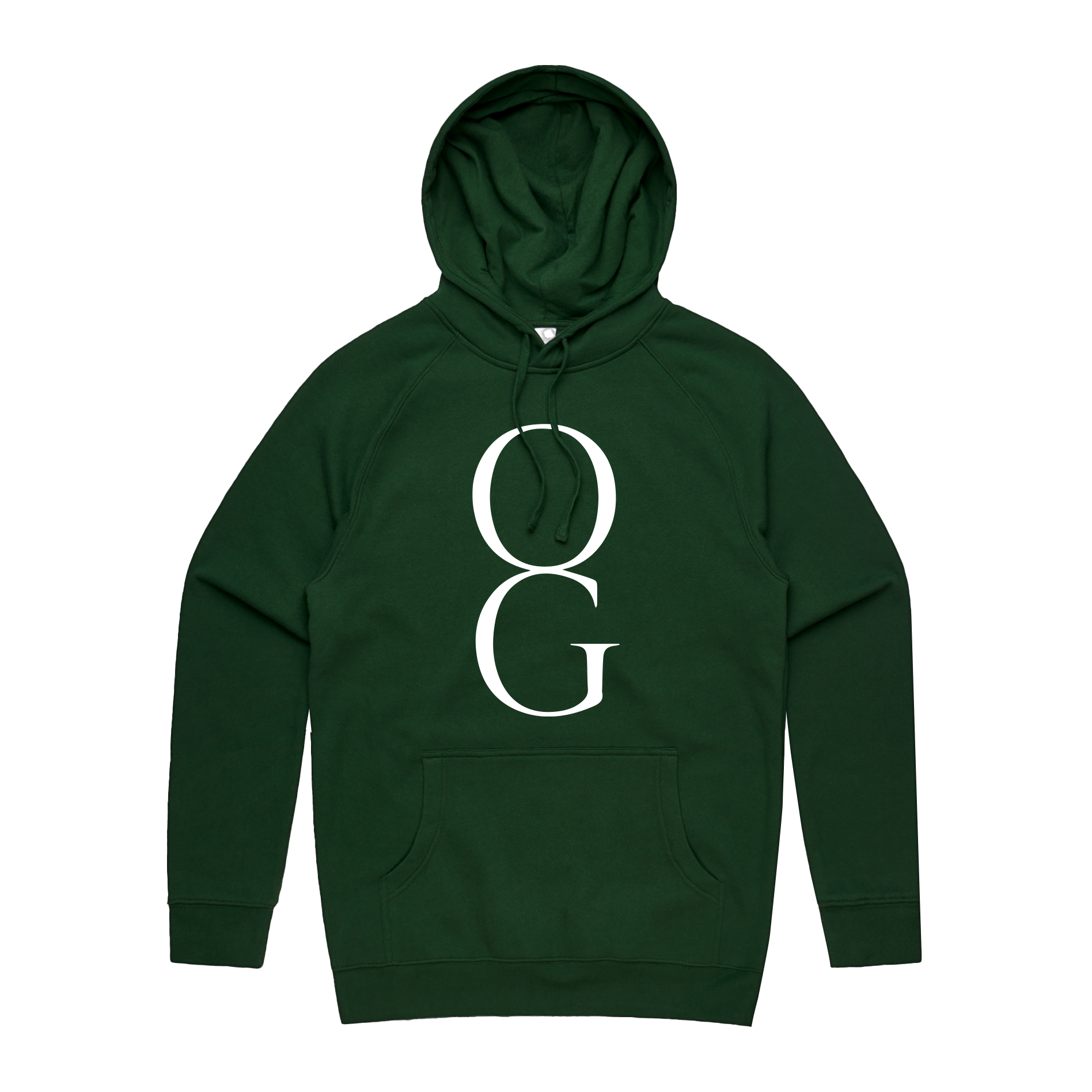 Green Organic Genetics The OG men's hoodie with front icon design, made from organic materials, casual and comfortable fit.