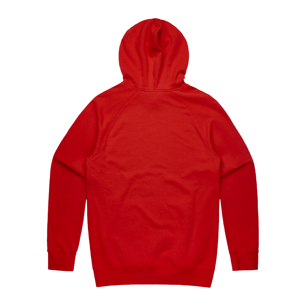 Red Line Combat Academy men's red hoodie with white logo on back, casual athletic style, front view.