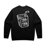 Black men's sweatshirt from Liquid Lowdown showing the back view with relaxed fit and minimal branding.