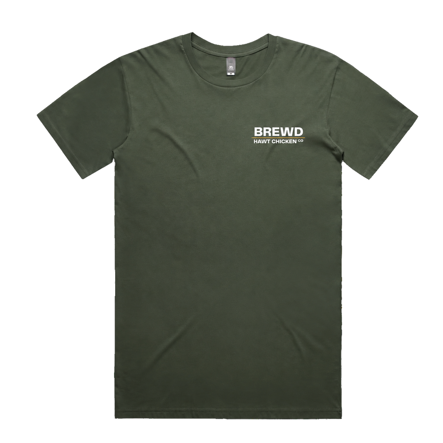 Brewd Hawt Chicken Co IFTCS Men's Green Tee front