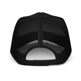 Black Foam Trucker Hat by Liquid Lowdown with adjustable back strap and mesh panels, casual and stylish headwear.