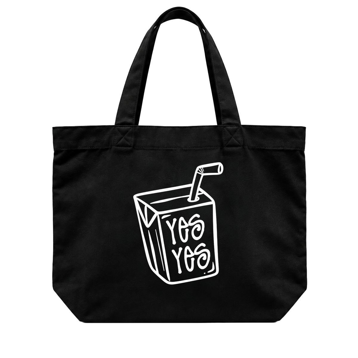 Liquid Lowdown black AS Colour Shoulder Tote 1002 front with juice box artwork.