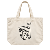 Liquid Lowdown cream AS Colour Shoulder Tote 1002 front with juice box artwork.