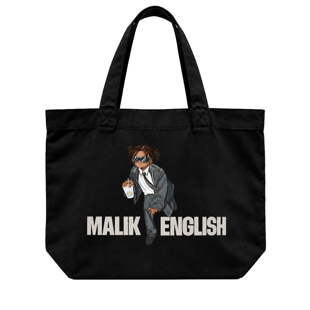 Malik English black AS Colour Shoulder Tote 1002 front artwork.
