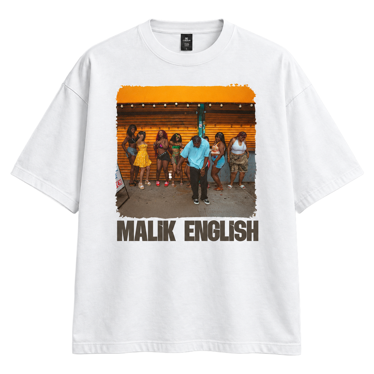 Malik English SHOOT 1 AS Colour Classic Oversized Tee 5069 white front.