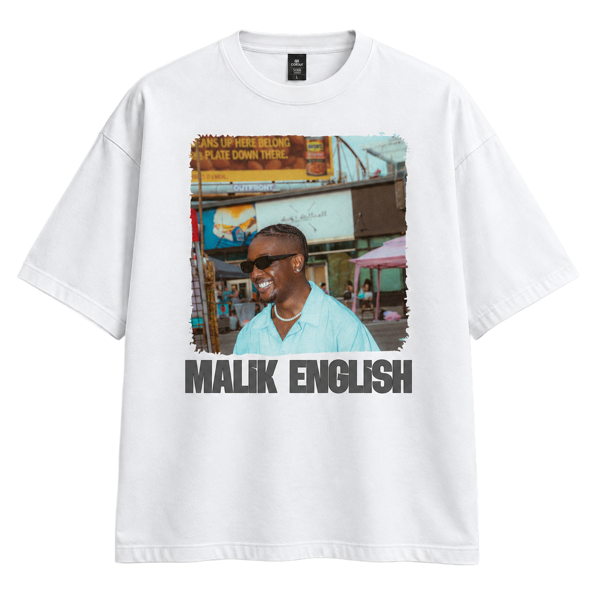 Malik English SHOOT 4 AS Colour Classic Oversized Tee 5069 white front.